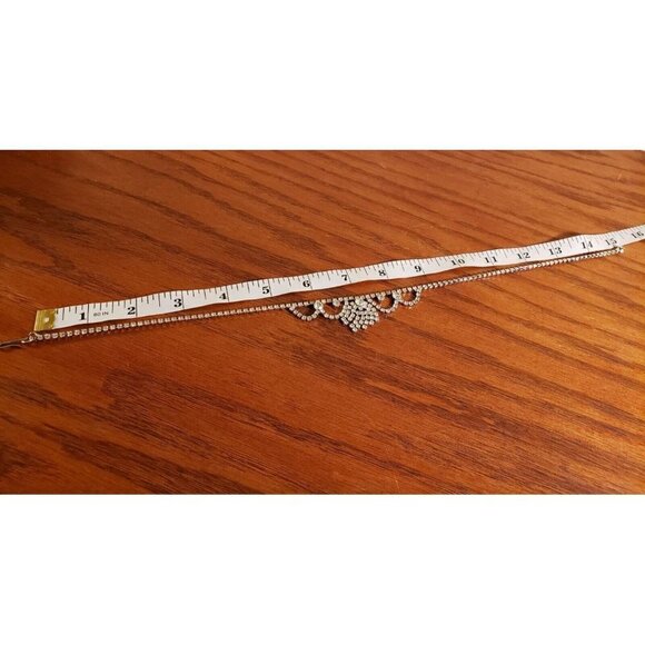 Vintage Rhinestone Necklace Clear Stones Round Waterfall Style 15 inch - Picture 5 of 5